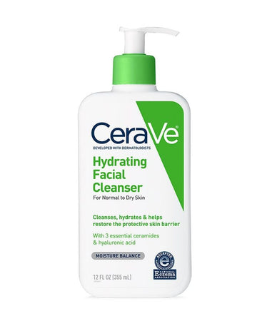 CeraVe Hydrating Facial Cleanser | Moisturizing Non-Foaming Face Wash with Hyaluronic Acid, Ceramides and Glycerin | Fragrance Free Paraben Free | 16 Fluid Ounce