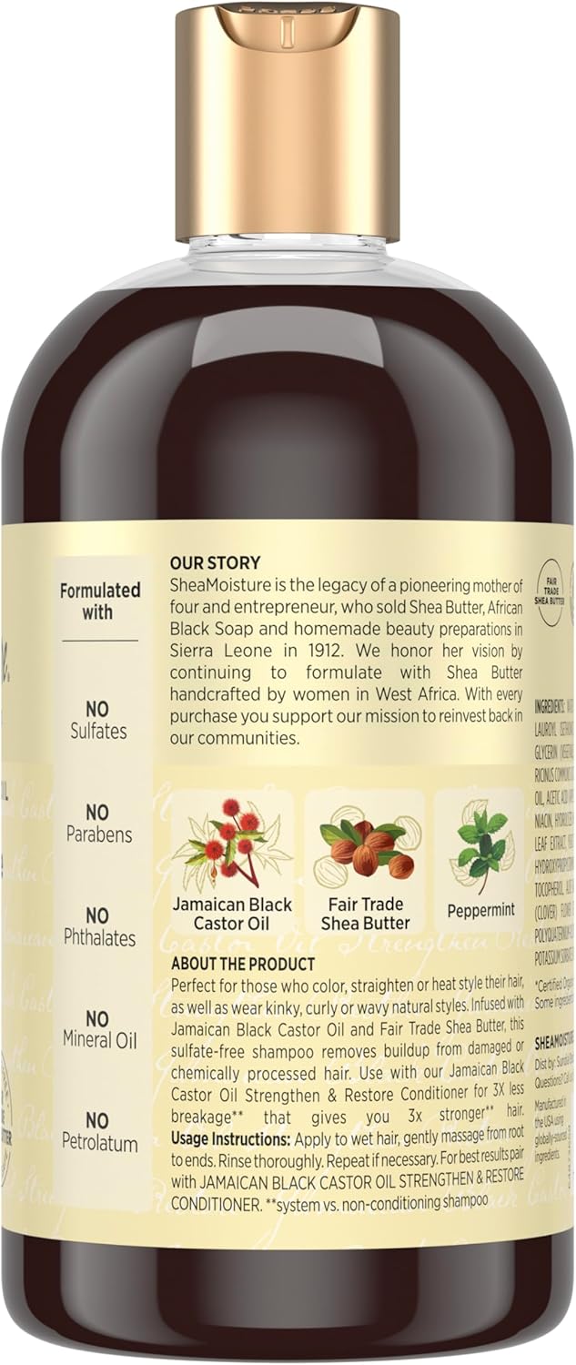 SheaMoisture Strengthen and Restore Pure Jamaican Black Castor Shampoo Oil 13 Oz